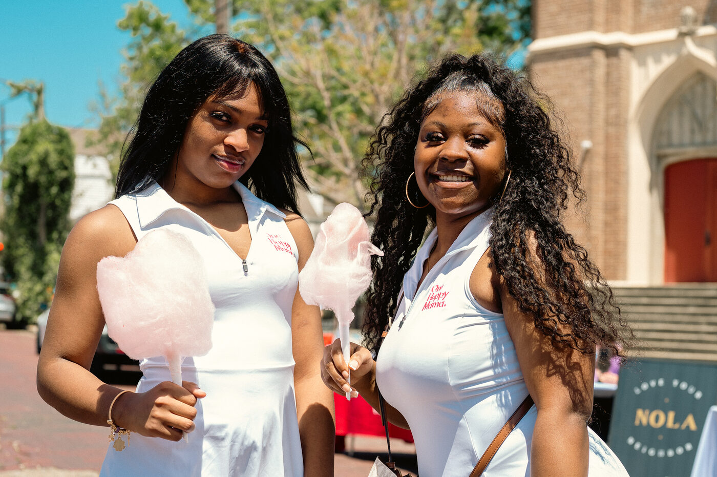 Two young mothers at the Block Party